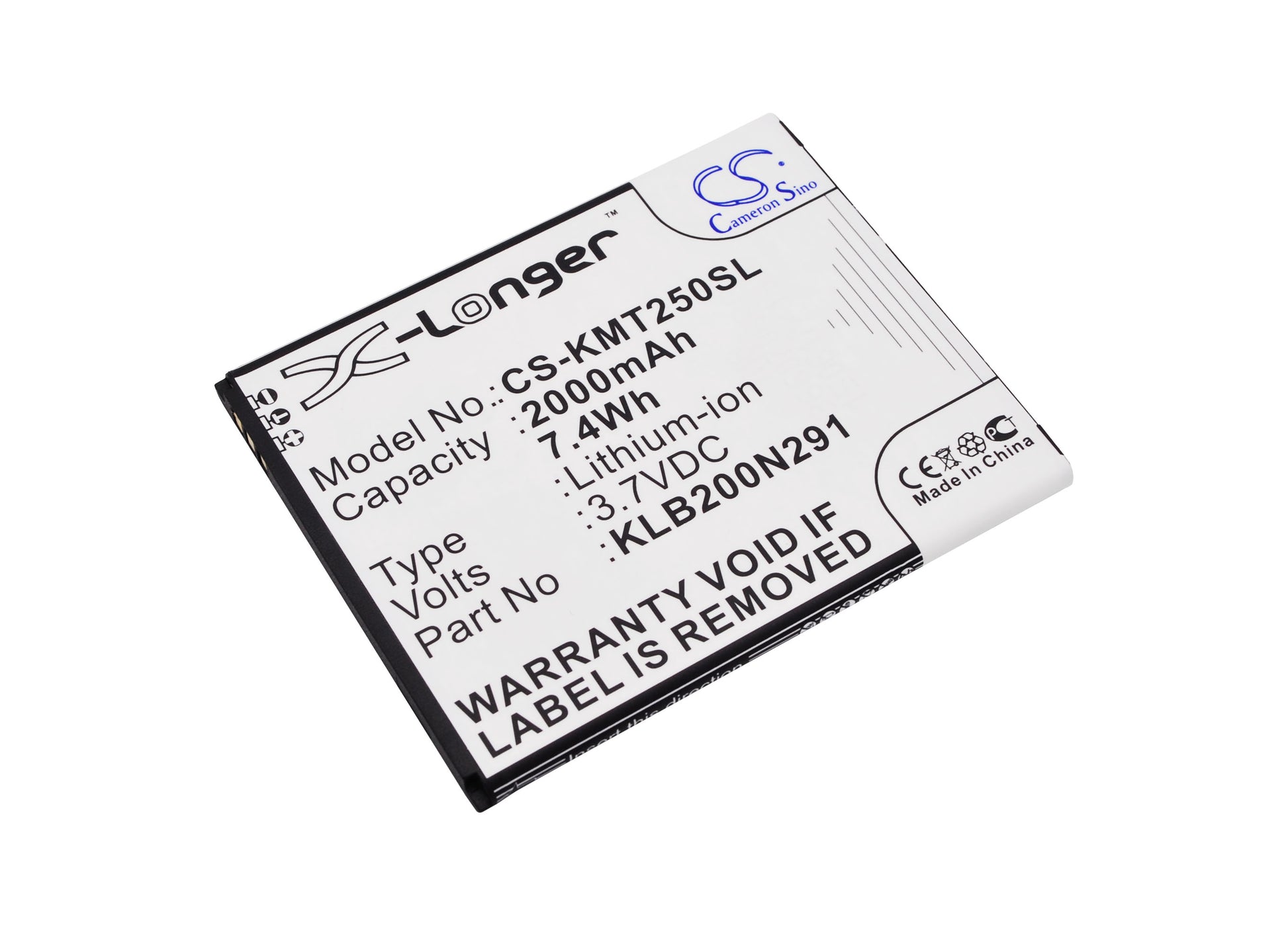 3.7V 2000mAh/7.40Wh Li-ion Mobile/SmartPhone Battery for KAZAM