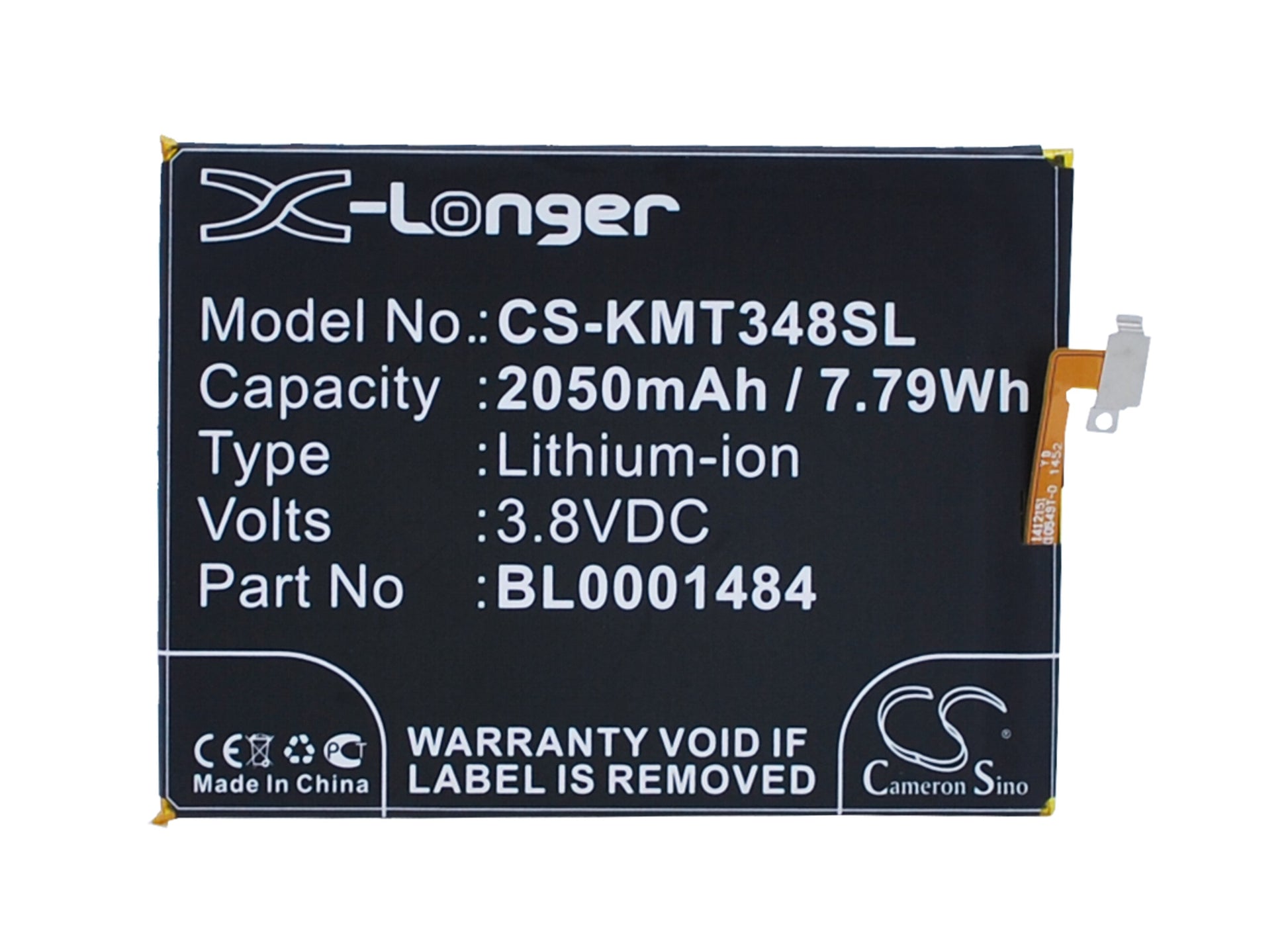 3.8V 2050mAh/7.79Wh Li-ion Mobile/SmartPhone Battery for KAZAM