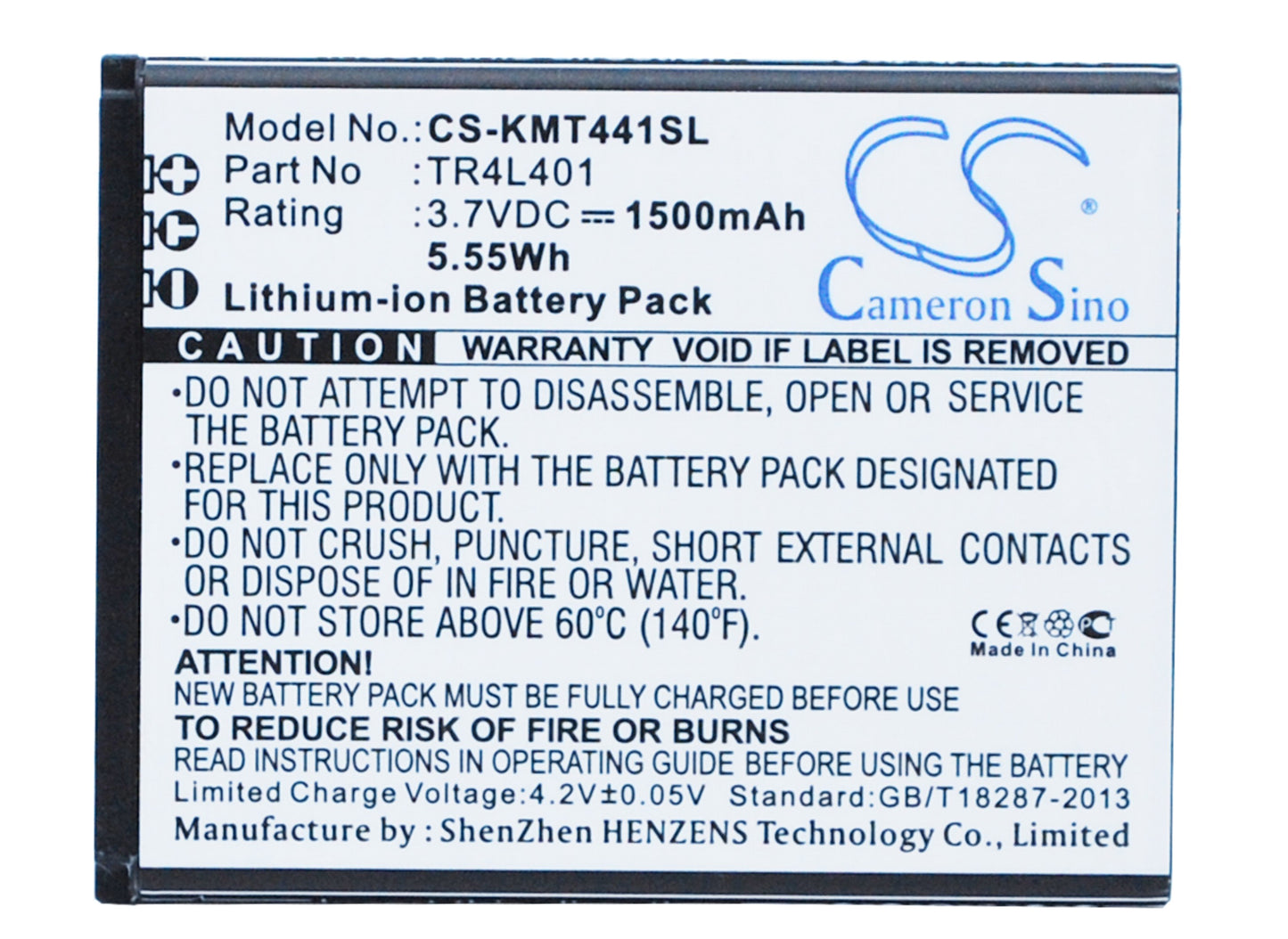 3.7V 1500mAh/5.55Wh Li-ion Mobile/SmartPhone Battery for KAZAM
