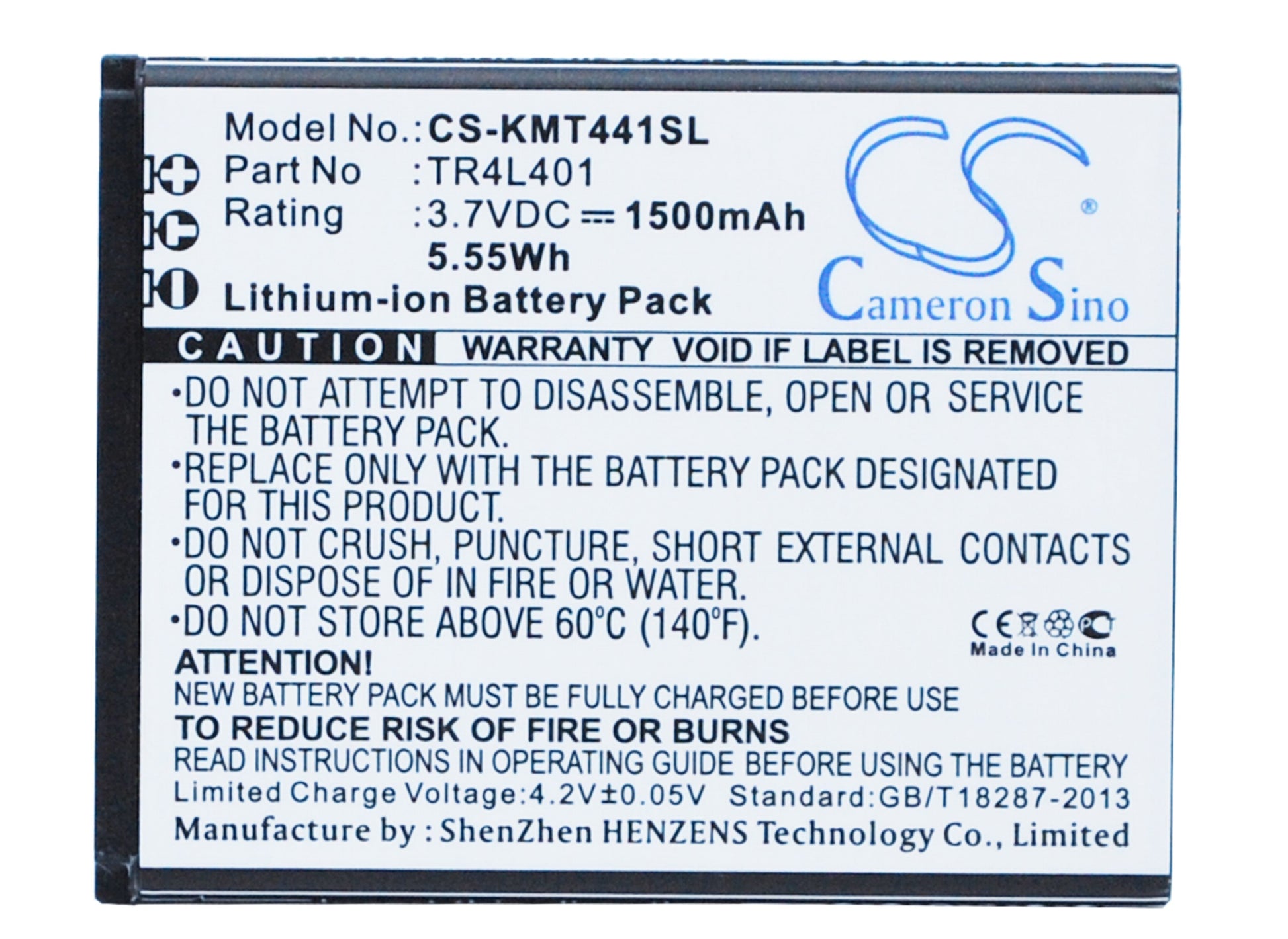 3.7V 1500mAh/5.55Wh Li-ion Mobile/SmartPhone Battery for KAZAM