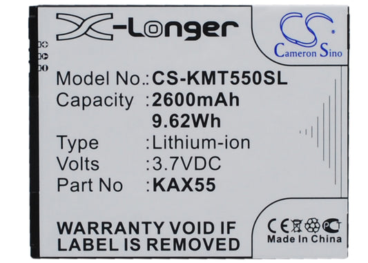 3.7V 2600mAh/9.62Wh Li-ion Mobile/SmartPhone Battery for KAZAM
