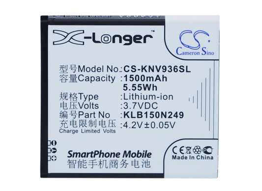 3.7V 1500mAh/5.55Wh Li-ion Mobile/SmartPhone Battery for KONKA