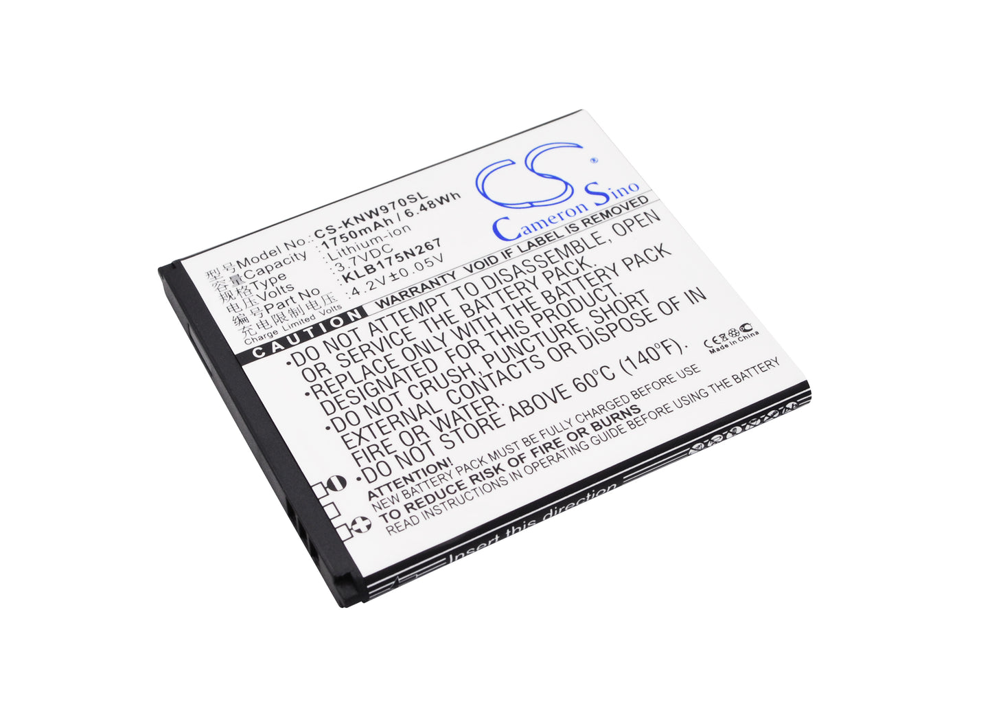 3.7V 1750mAh/6.48Wh Li-ion Mobile/SmartPhone Battery for KONKA
