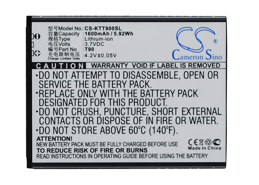 3.7V 1600mAh/5.92Wh Li-ion Mobile/SmartPhone Battery for K-Touch