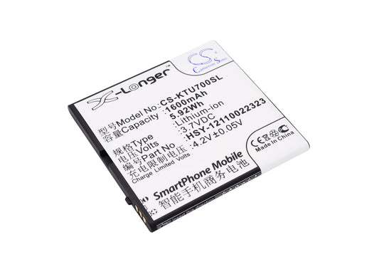 3.7V 1600mAh/5.92Wh Li-ion Mobile/SmartPhone Battery for K-Touch