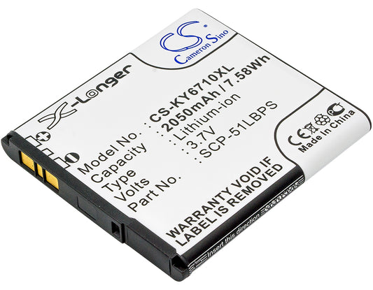 3.7V 2050mAh/7.59Wh Li-ion Mobile/SmartPhone Battery for Kyocera