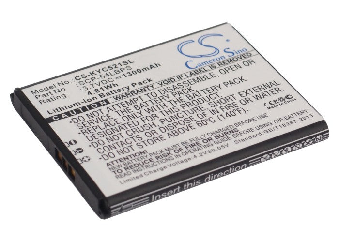 3.7V 1300mAh/4.81Wh Li-ion Mobile/SmartPhone Battery for Kyocera