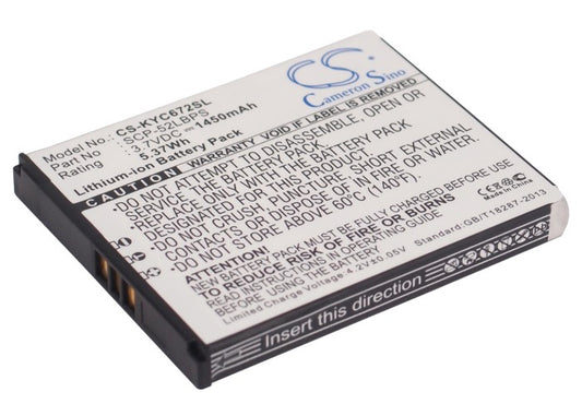 3.7V 1450mAh/5.37Wh Li-ion Mobile/SmartPhone Battery for Kyocera