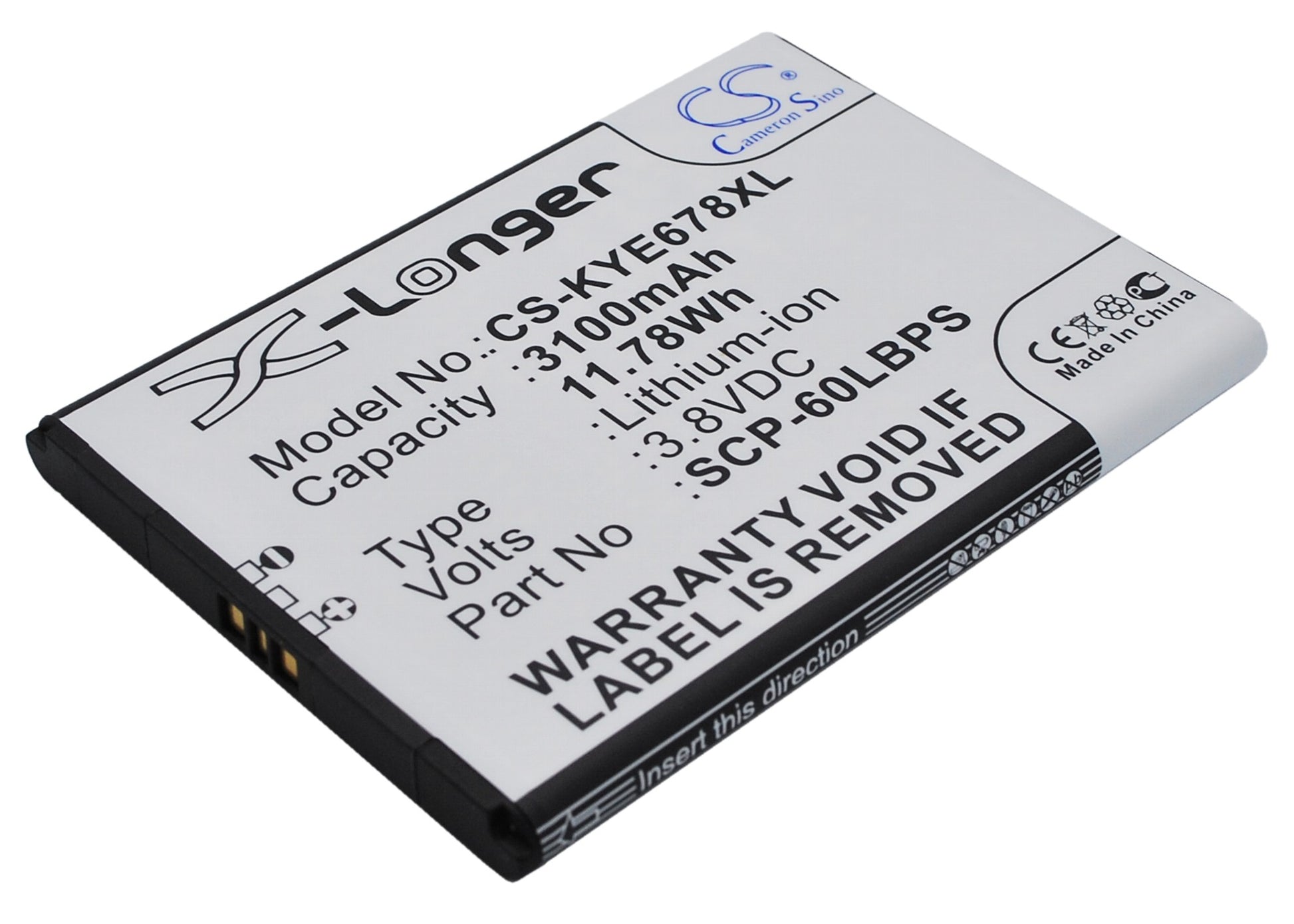3.8V 3100mAh/11.78Wh Li-ion Mobile/SmartPhone Battery for Kyocera