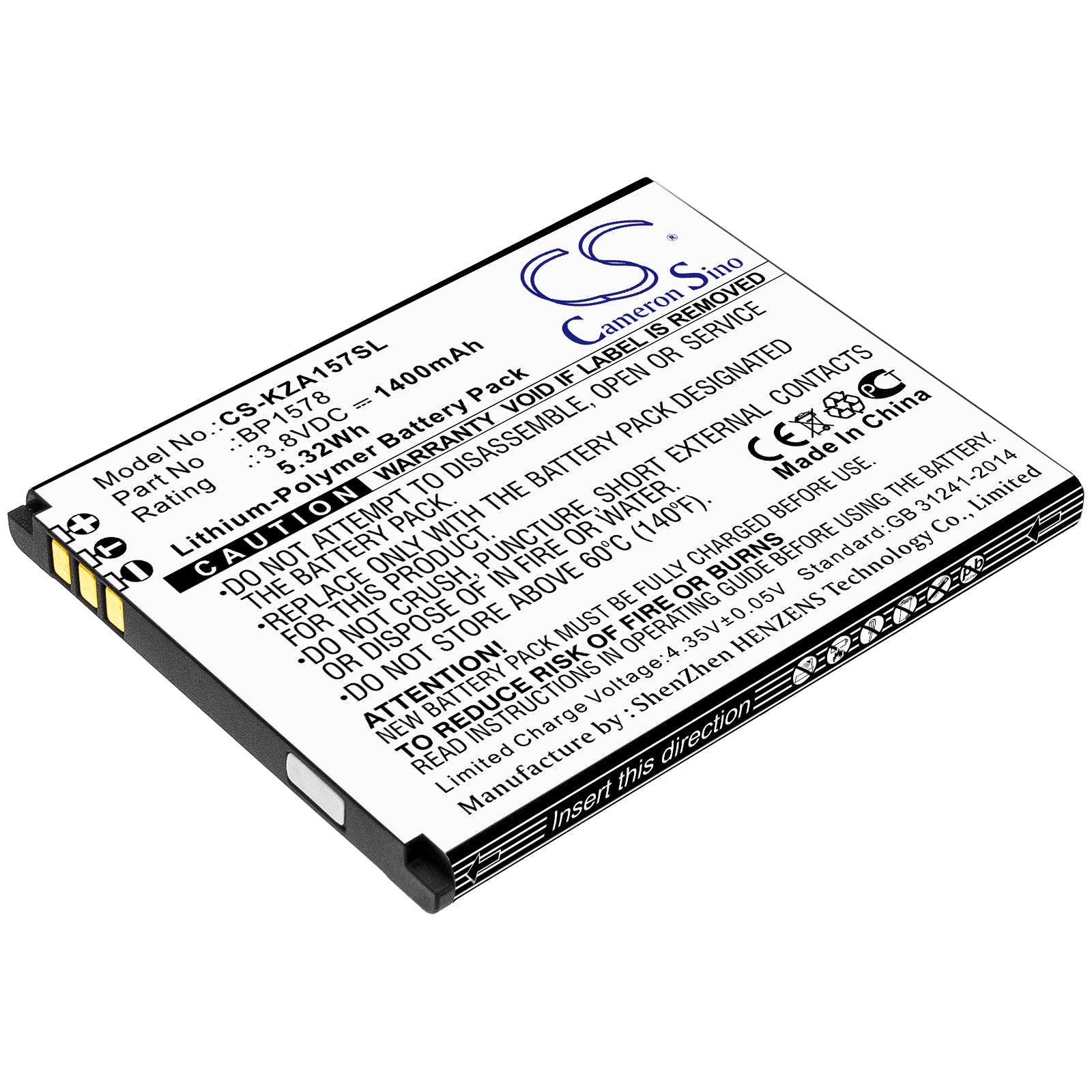 CS-KZA157SL Replacement Battery – Compatible with 440G, eTalk, eTalk 4G, KAZ-F019, KAZF019PP, KAZ-F019PP, KAZ-F119