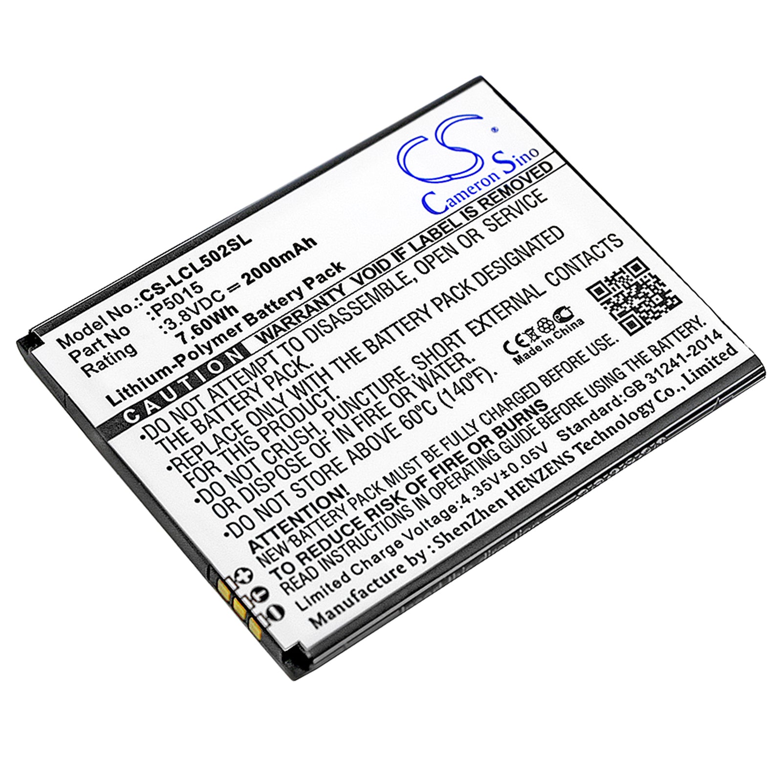 3.8V 2000mAh/7.60Wh Li-Polymer Mobile/SmartPhone Battery for Logicom