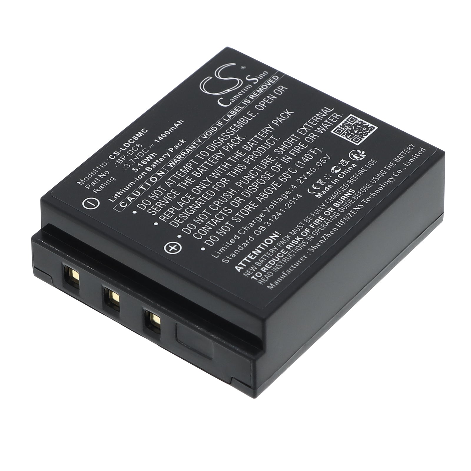 3.7V 1400mAh Li-ion Camera Battery for LEICA