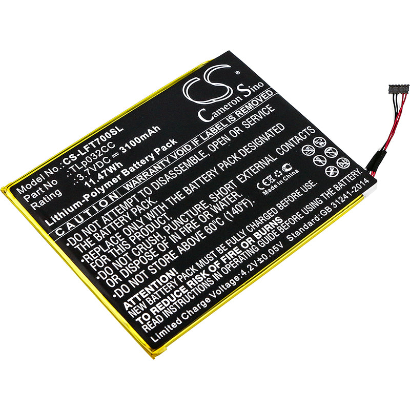 3.7V 3100mAh/11.47Wh Li-Polymer Tablet Battery for Alcatel