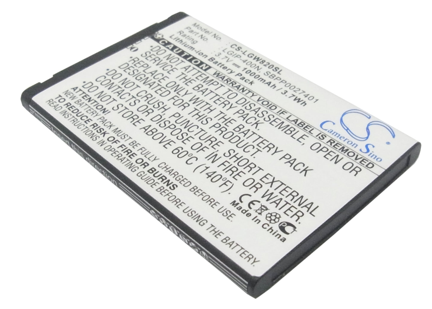 3.7V 1000mAh Li-ion Mobile/SmartPhone Battery for LG