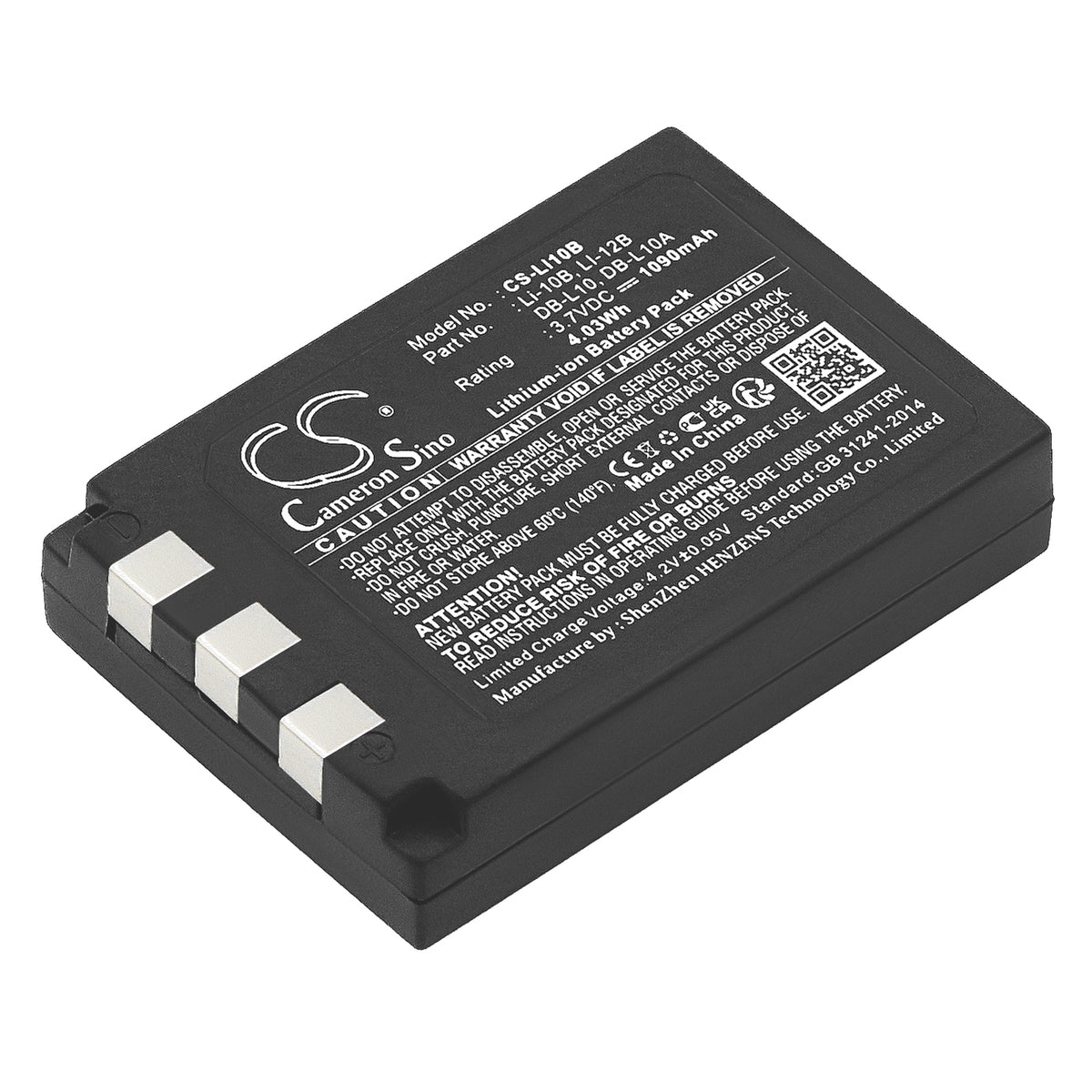 CS-LI10B 1090mAh  Suitable for OLYMPUS Stylus 1000, Stylus 600 Digital, u600 Digital ...
