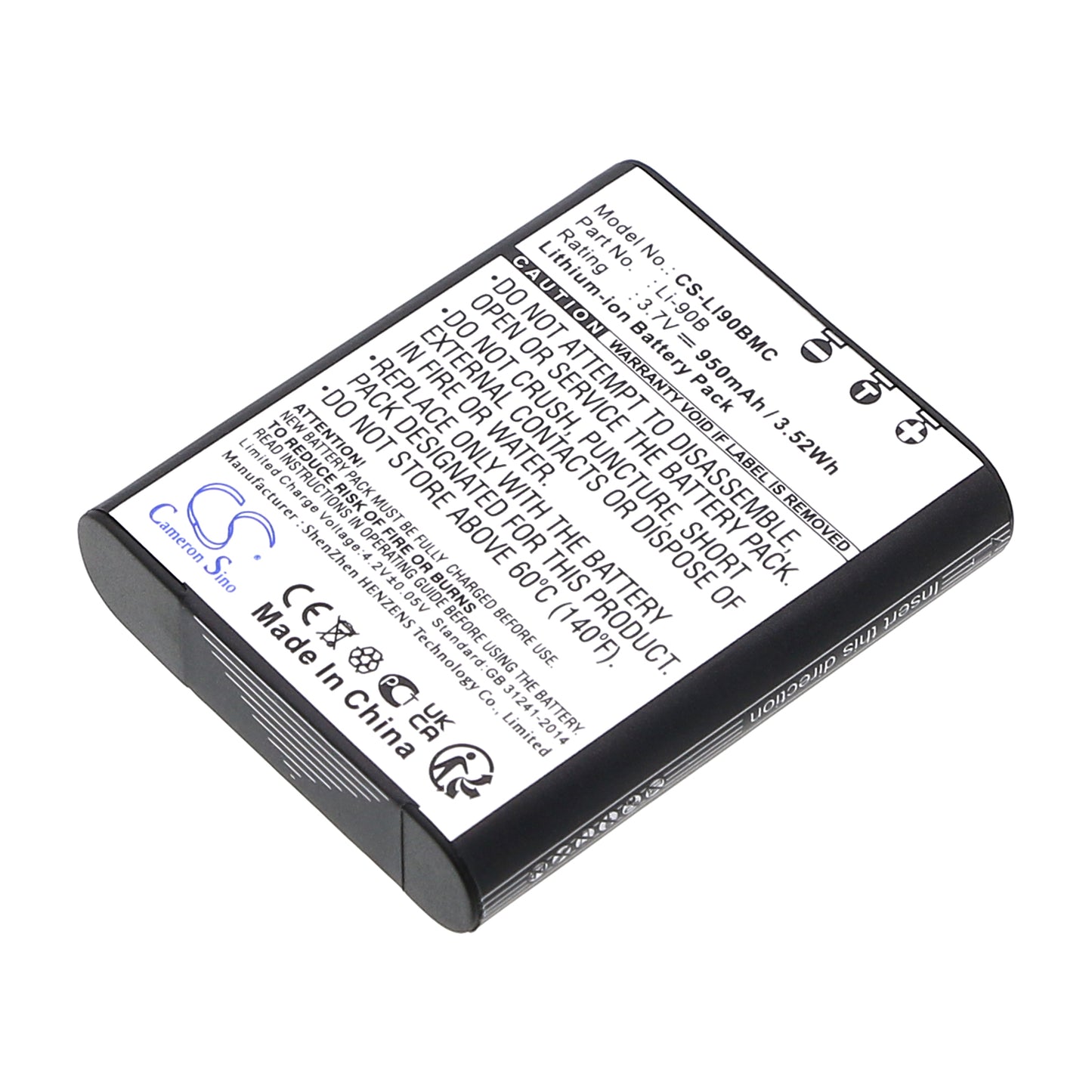 3.7V 950mAh/3.52Wh Li-ion Camera Battery for OLYMPUS