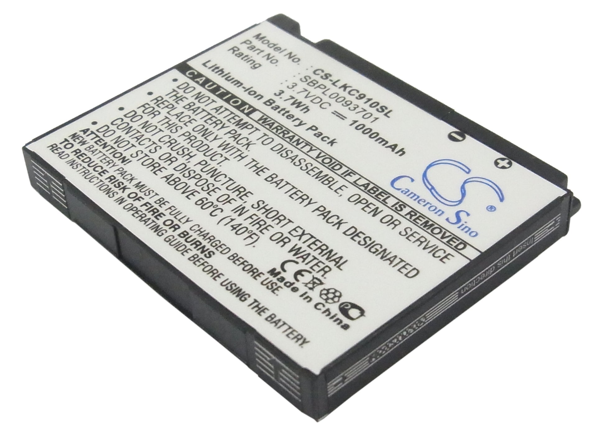 3.7V 1000mAh Li-ion Mobile/SmartPhone Battery for LG