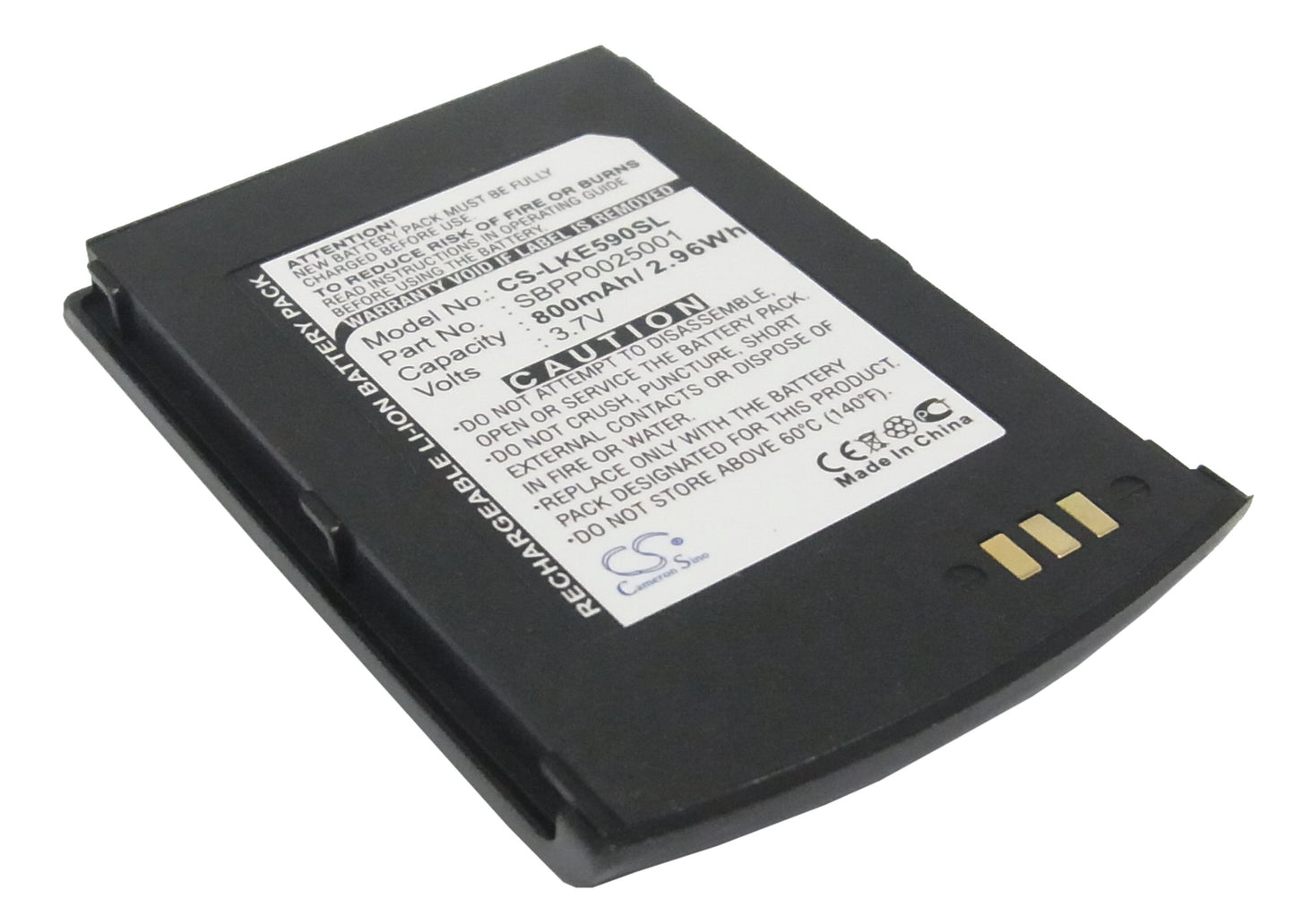 3.7V 800mAh/2.96Wh Li-ion Mobile/SmartPhone Battery for LG