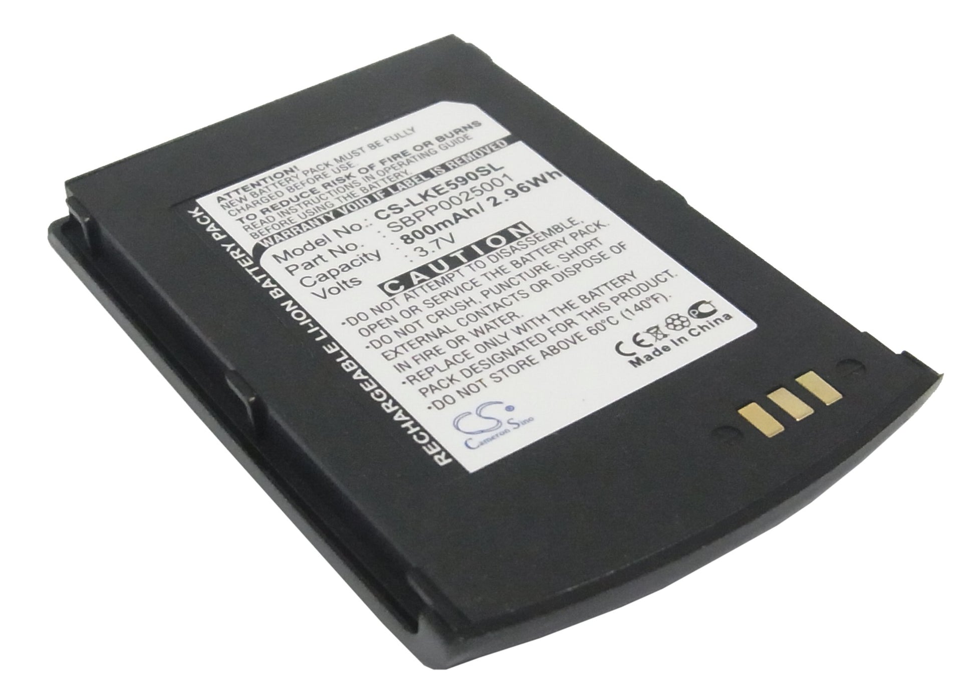 3.7V 800mAh/2.96Wh Li-ion Mobile/SmartPhone Battery for LG