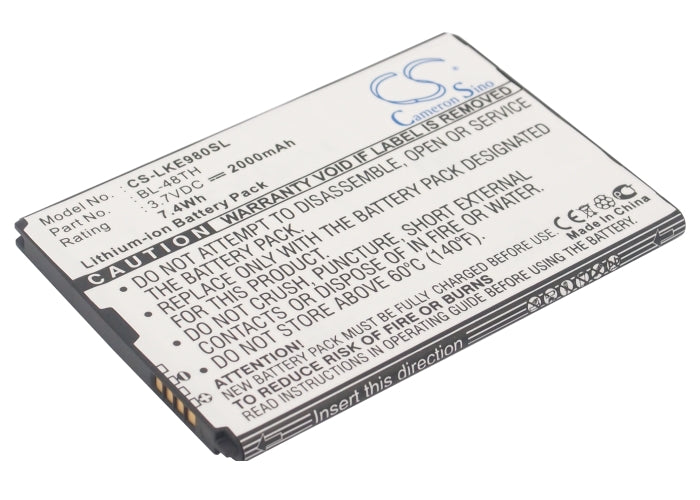 3.7V 2000mAh/7.4Wh Li-ion Mobile/SmartPhone Battery for LG