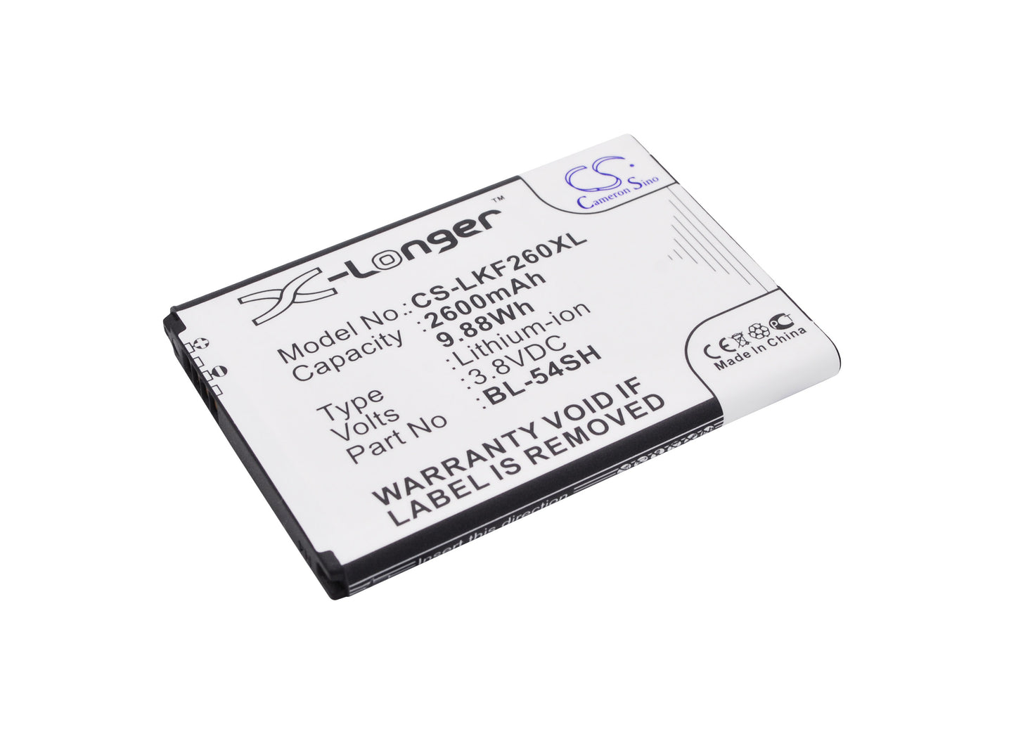 3.8V 2600mAh/9.88Wh Li-ion Mobile/SmartPhone Battery for LG