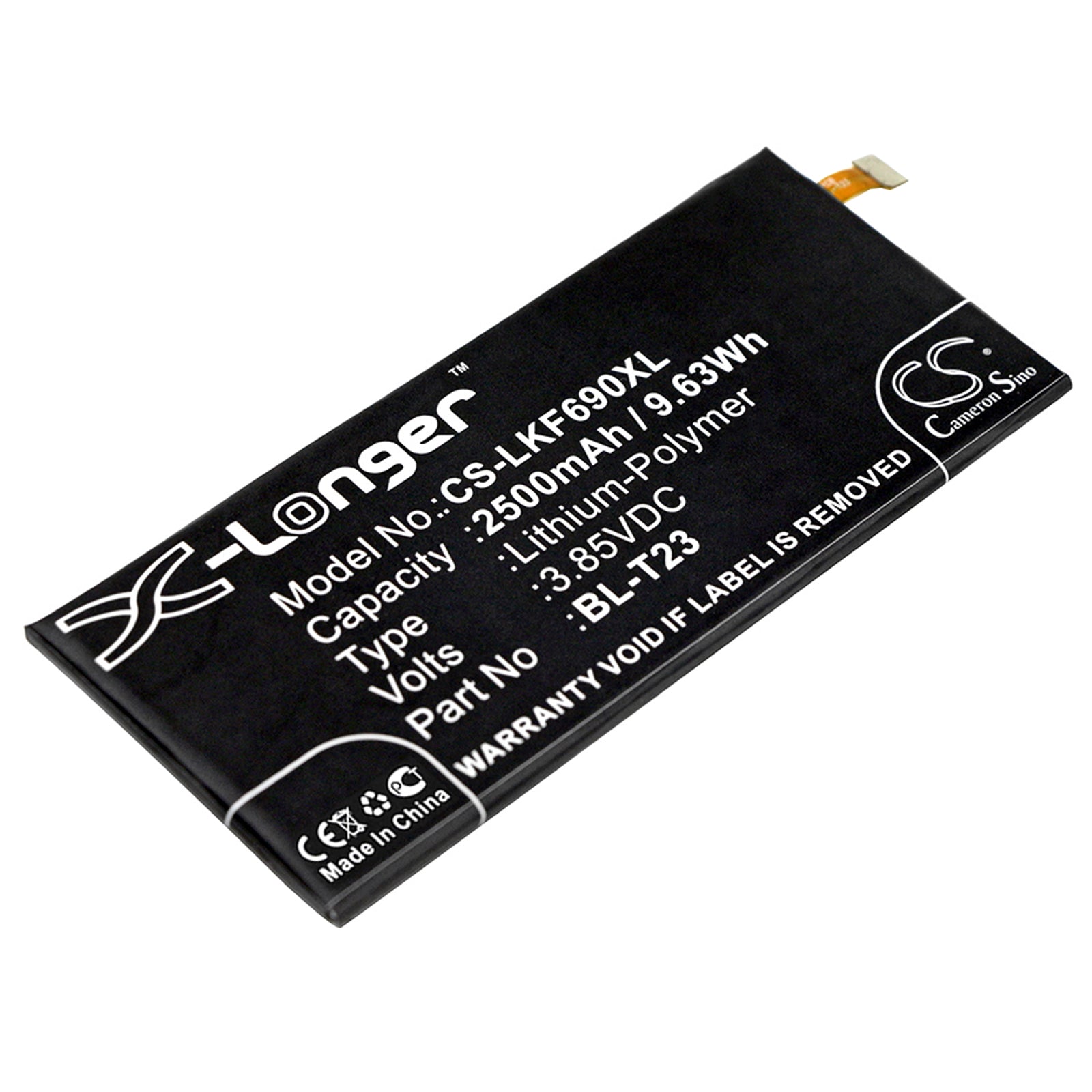 3.85V 2500mAh/9.63Wh Li-Polymer Mobile/SmartPhone Battery for LG