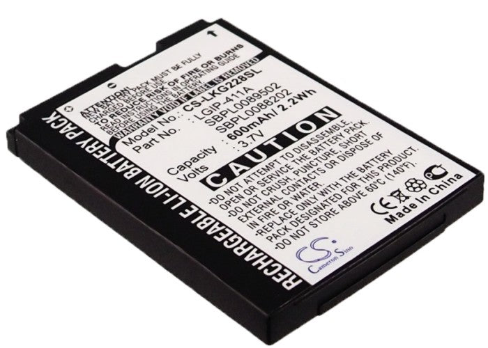 3.7V 600mAh/2.22Wh Li-ion Mobile/SmartPhone Battery for LG