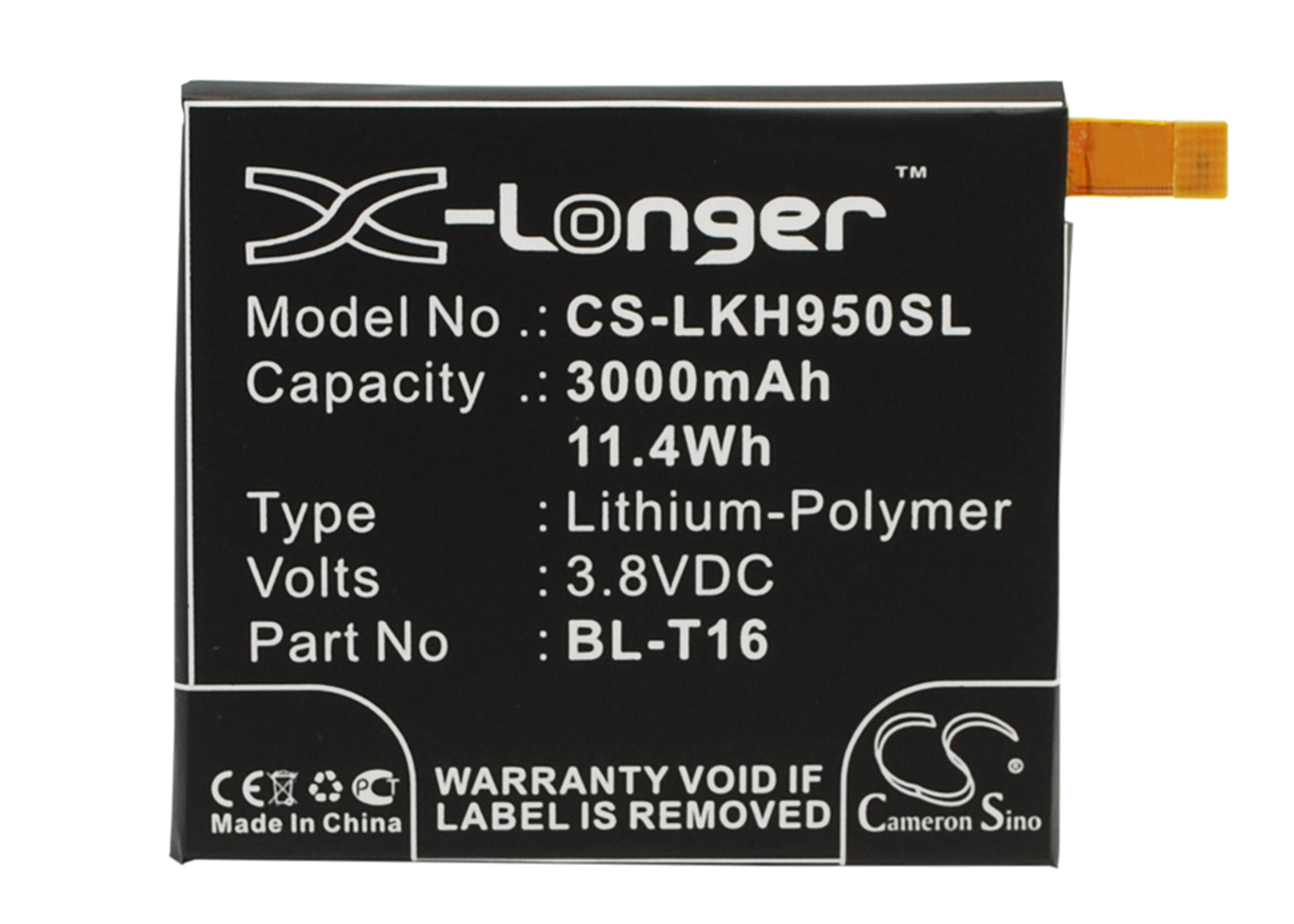 3.8V 3000mAh/11.40Wh Li-Polymer Mobile/SmartPhone Battery for LG