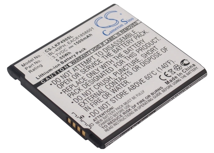 3.7V 1500mAh/5.55Wh Li-ion Mobile/SmartPhone Battery for LG