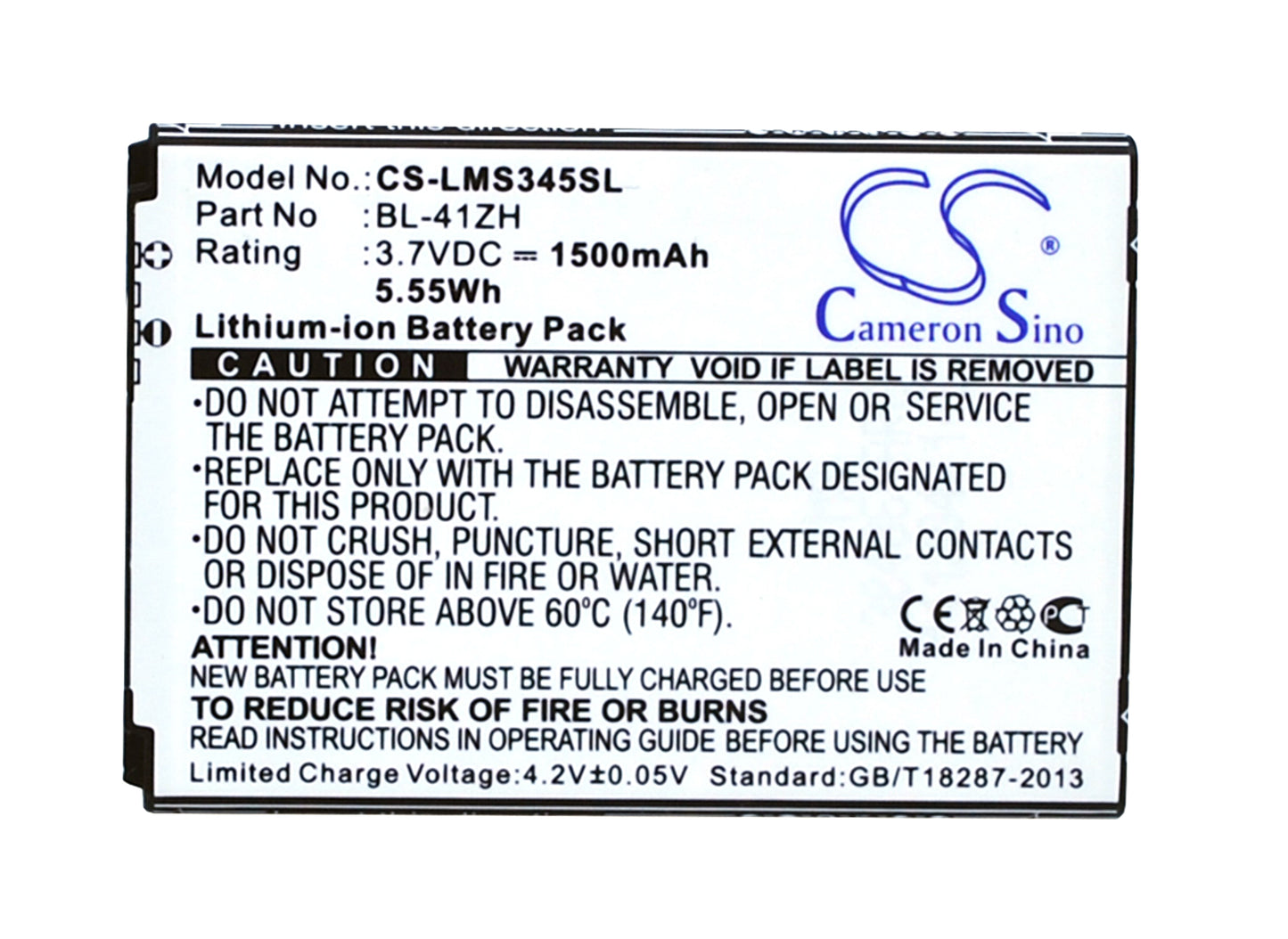 3.7V 1500mAh/5.55Wh Li-ion Mobile/SmartPhone Battery for LG