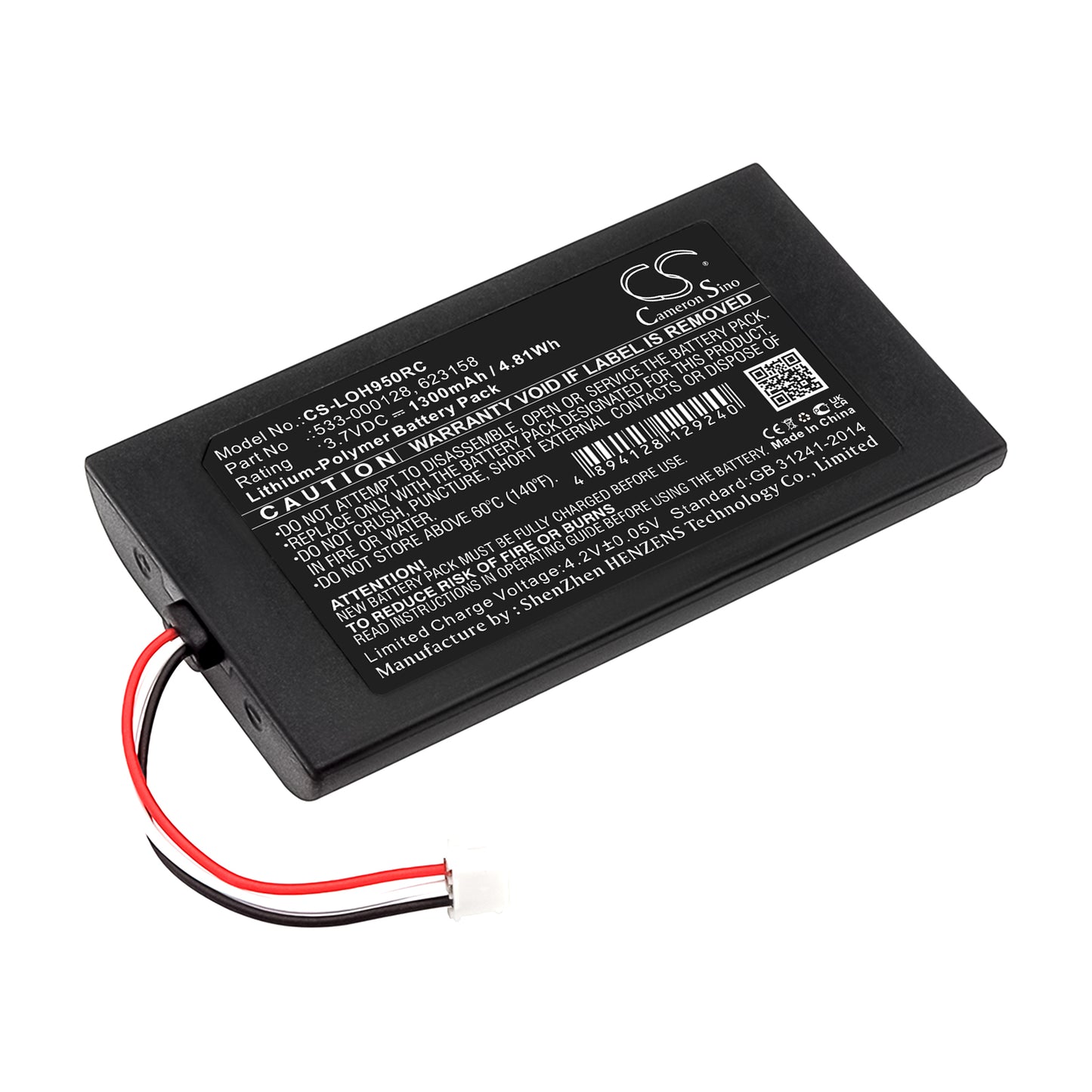 3.7V 1300mAh/4.81Wh Li-Polymer Remote Control Battery for Logitech
