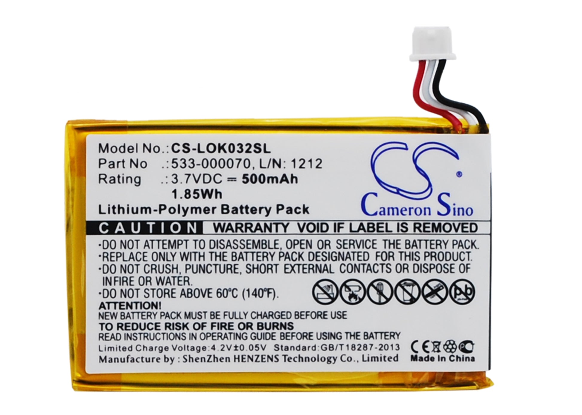 3.7V 500mAh/1.85Wh Li-Polymer Keyboard Battery for Logitech