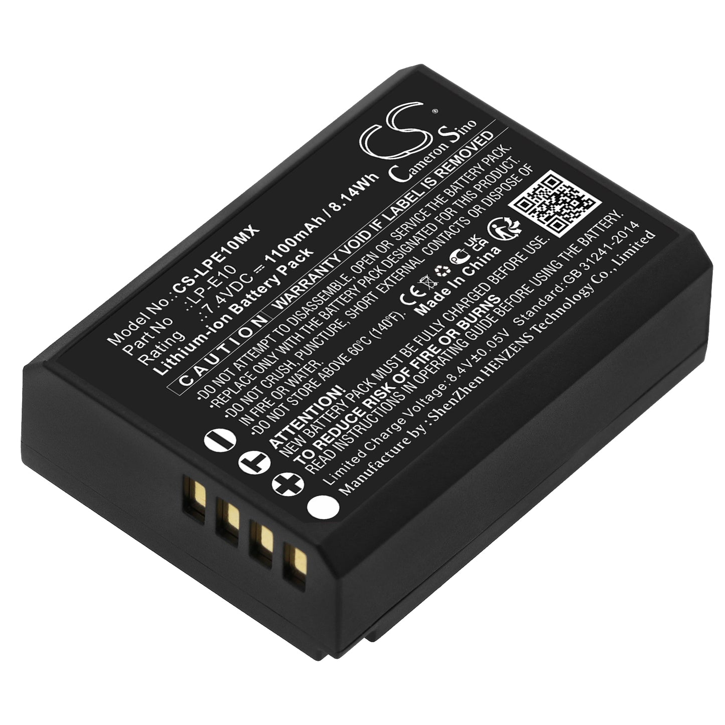 7.4V 1100mAh/8.14Wh Li-ion Camera Battery for Canon