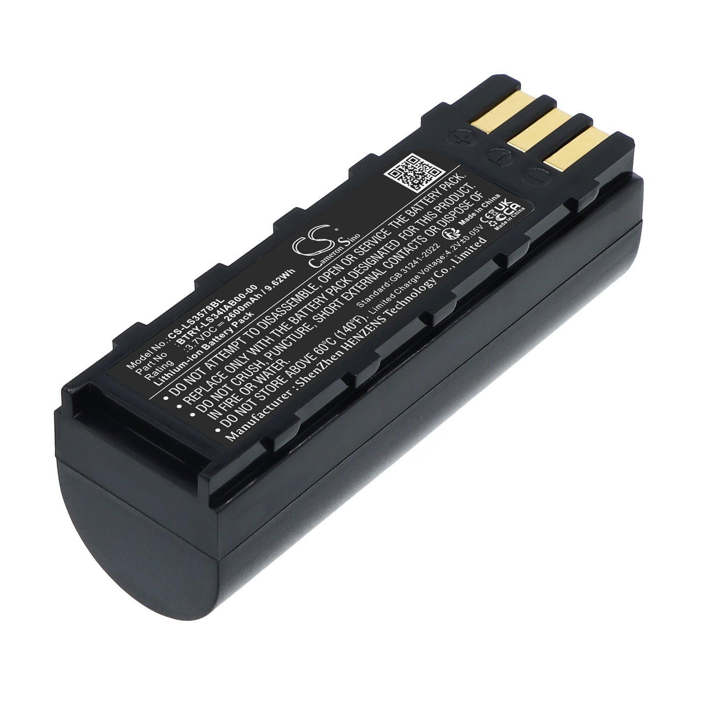 3.7V 2600mAh/9.62Wh Li-ion Barcode/Scanner Battery for Zebra
