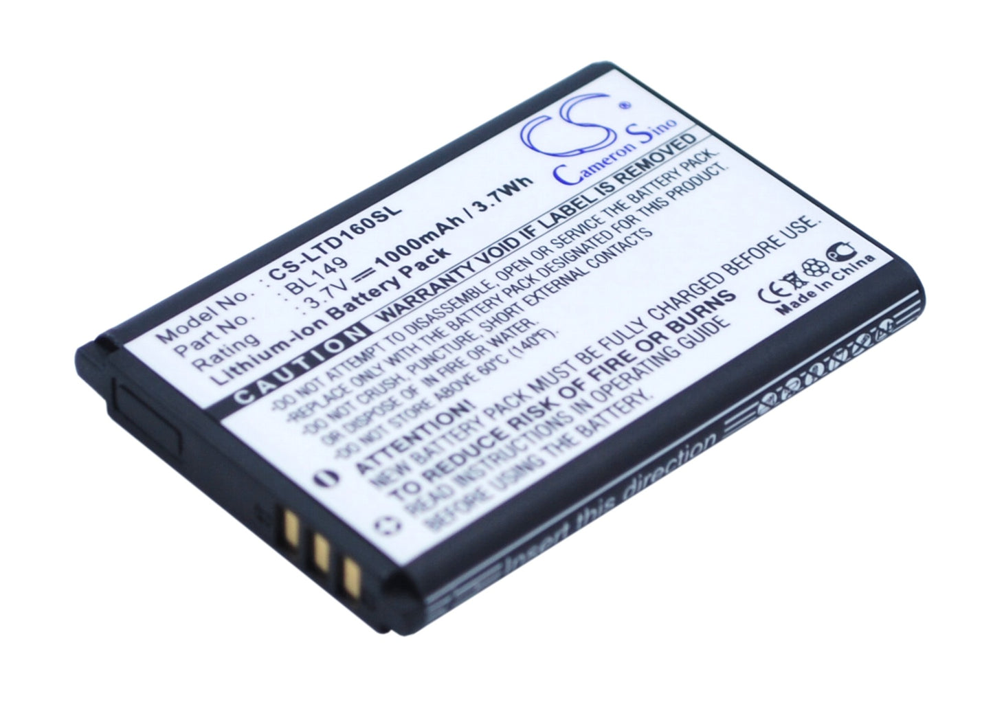 3.7V 1000mAh/3.70Wh Li-ion Mobile/SmartPhone Battery for Lenovo
