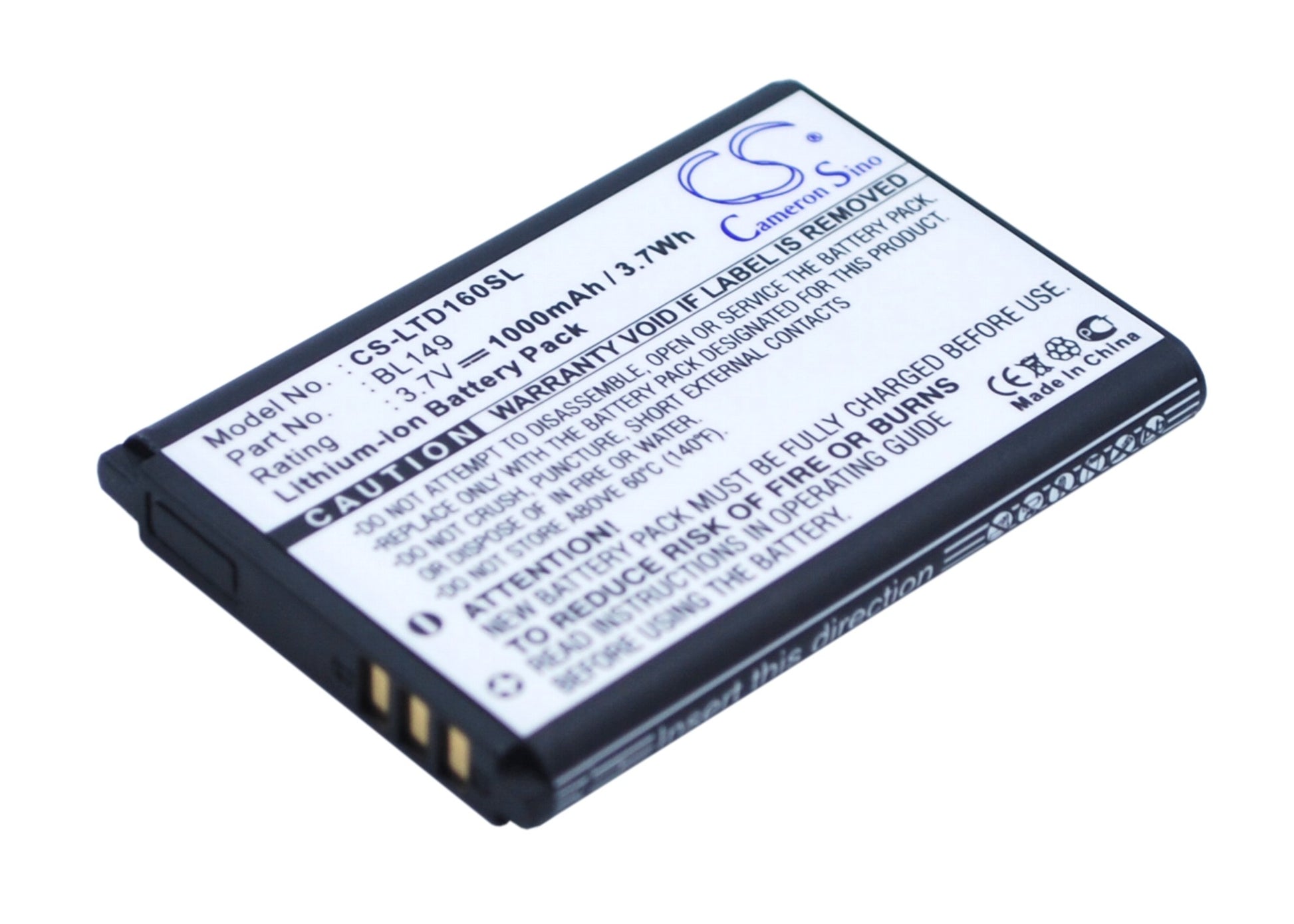 3.7V 1000mAh/3.70Wh Li-ion Mobile/SmartPhone Battery for Lenovo