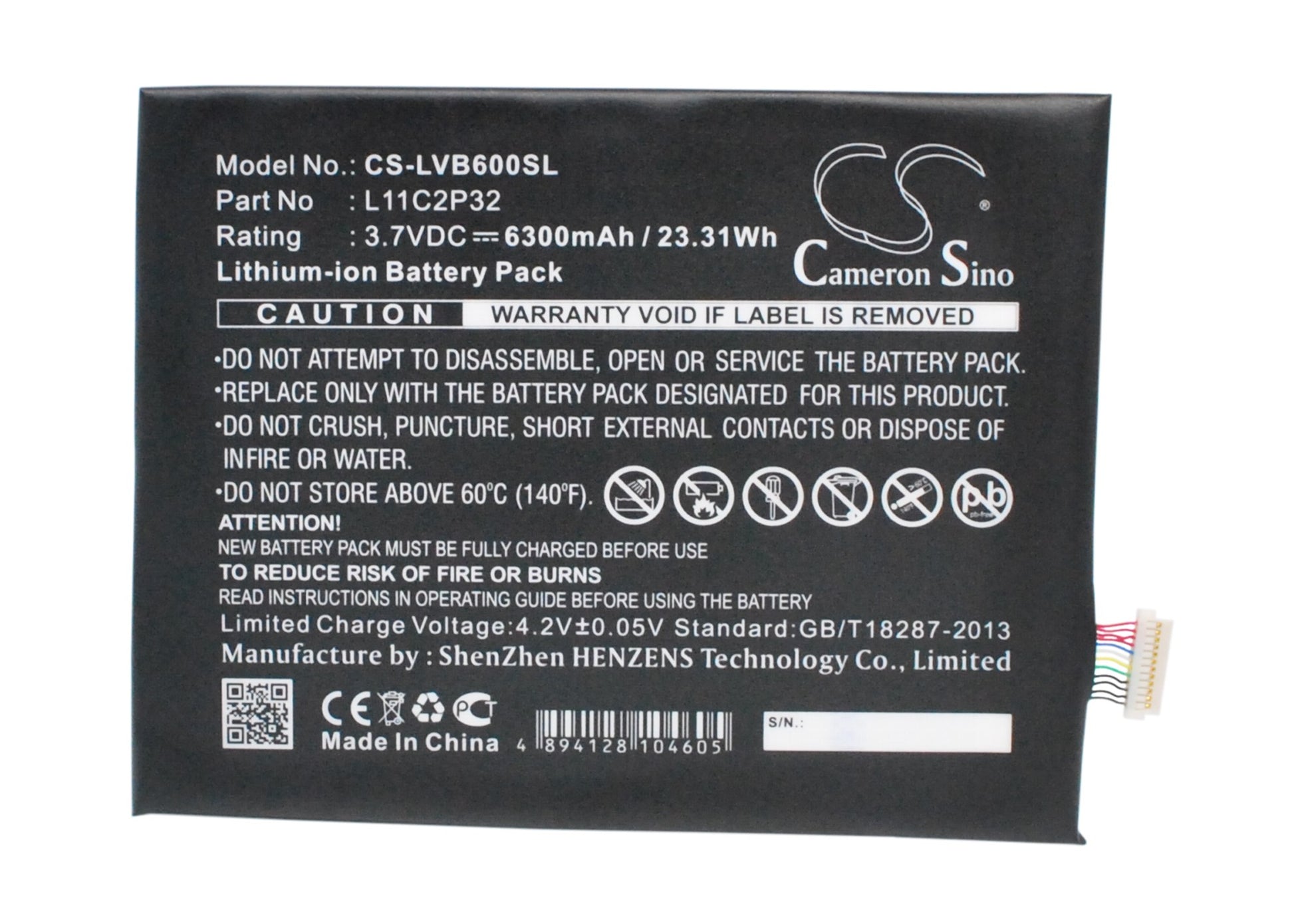 3.7V 6300mAh/23.31Wh Li-Polymer Tablet Battery for Lenovo