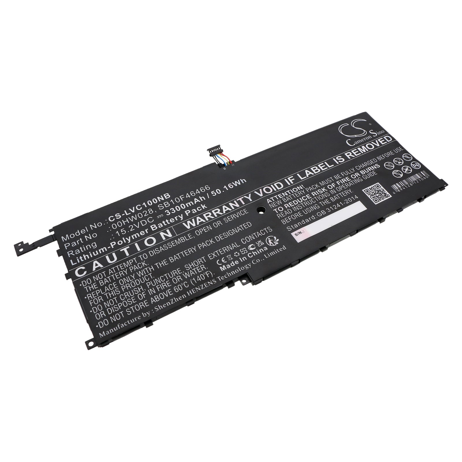 15.2V 3300mAh/50.16Wh Li-Polymer Notebook/Laptop Battery for Lenovo