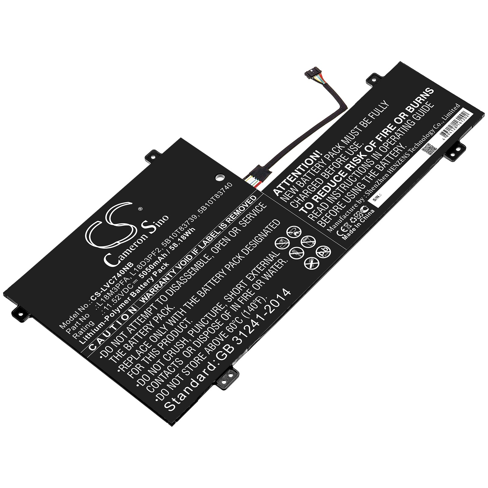 CS-LVC740NB Replacement Battery – Compatible with Yoga C740, YOGA C740-15, Yoga C740-15IML