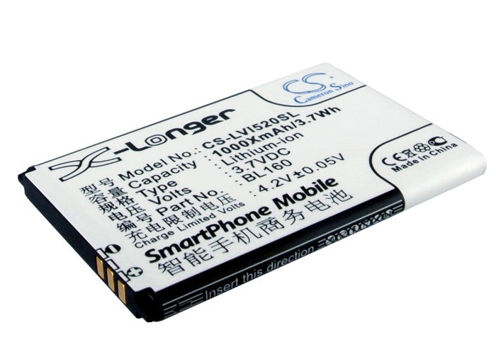 3.7V 1000mAh/3.7Wh Li-ion Mobile/SmartPhone Battery for Lenovo