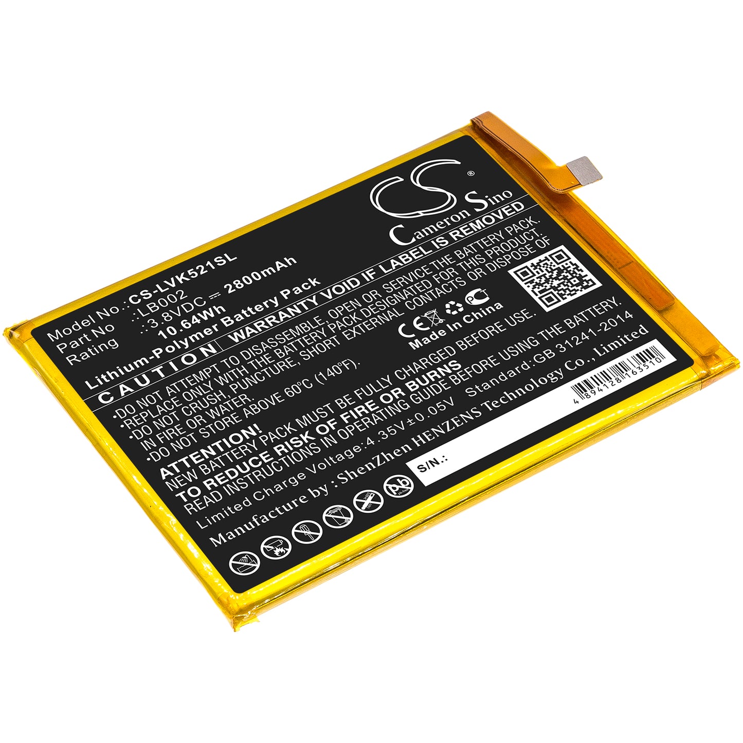 CS-LVK521SL Replacement Battery – Compatible with K520, K520T Pro, PABX0000CN, PABX0001CN, PABX0002CN, PABX0003CN, S5