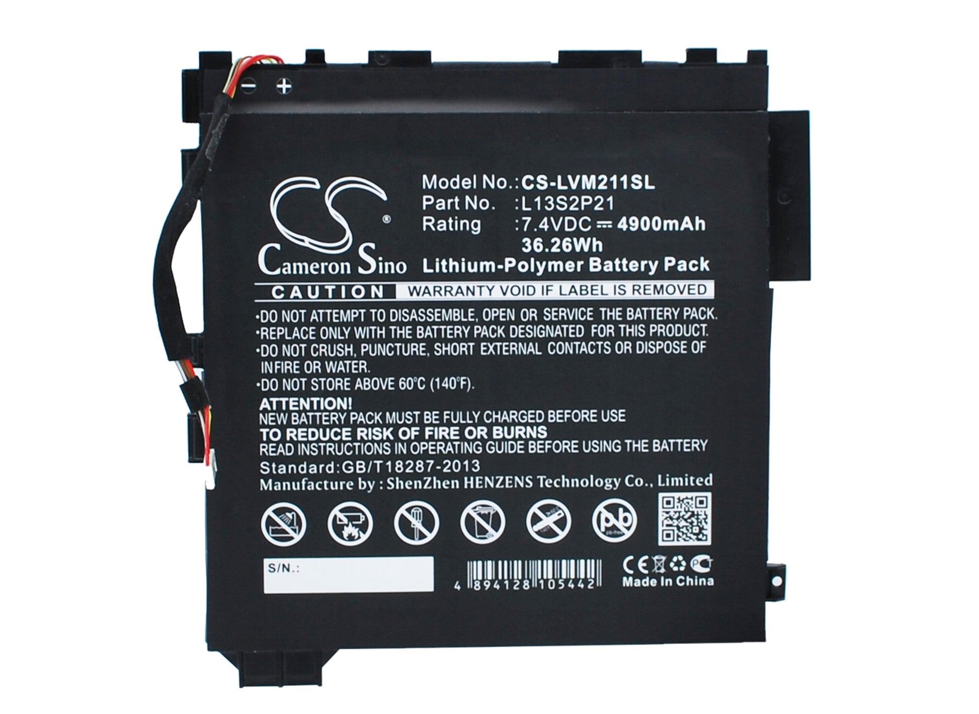 7.4V 4900mAh/36.26Wh Li-Polymer Tablet Battery for Lenovo