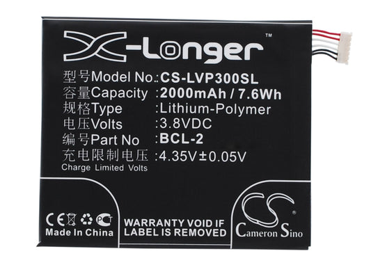 3.8V 2000mAh/7.60Wh Li-Polymer Mobile/SmartPhone Battery for LAVA