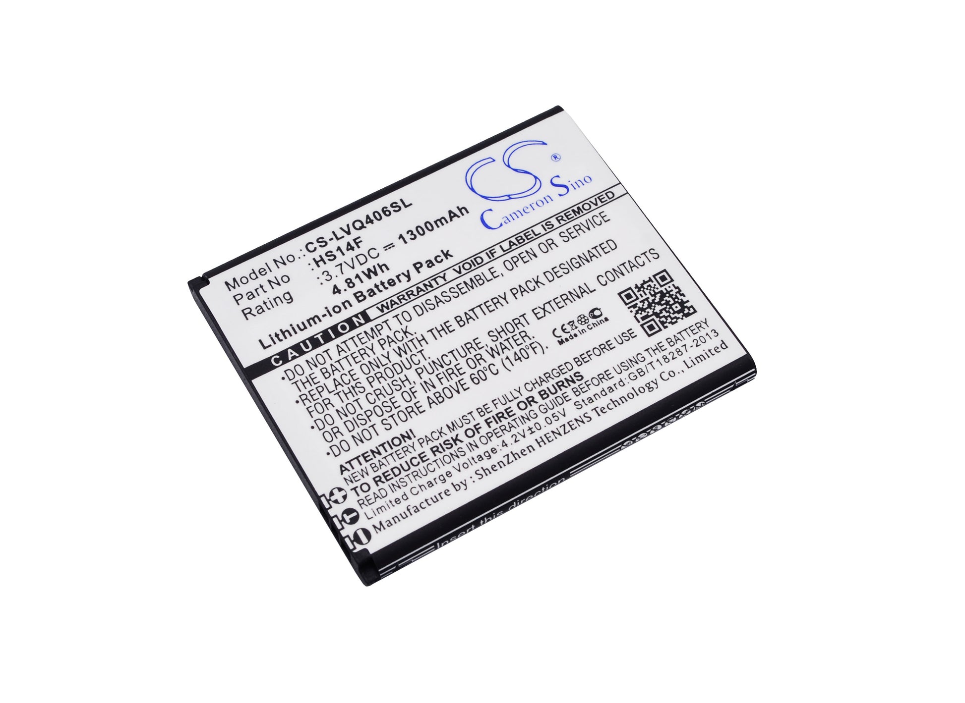 3.7V 1300mAh/4.81Wh Li-ion Mobile/SmartPhone Battery for LAVA