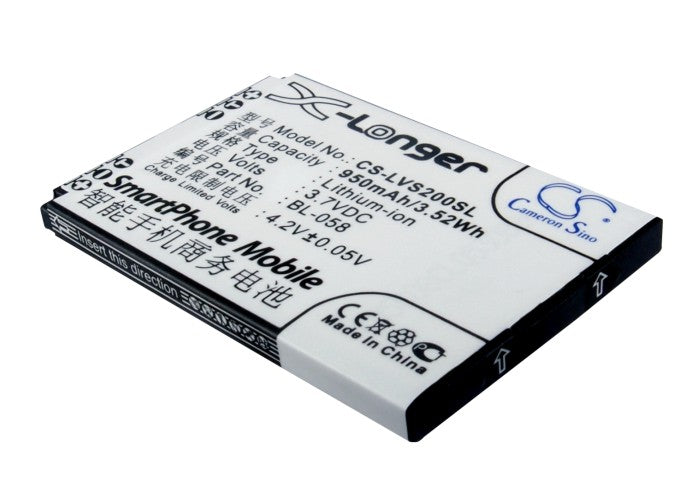 3.7V 950mAh/3.52Wh Li-ion Mobile/SmartPhone Battery for Lenovo