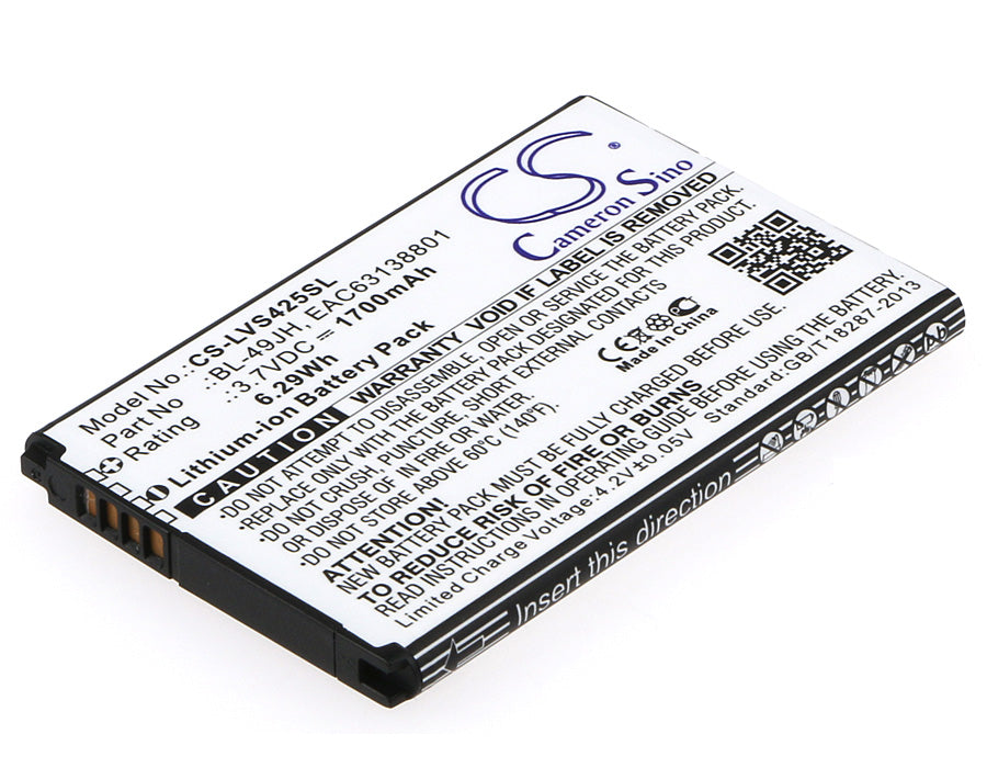 3.7V 1700mAh/6.29Wh Li-ion Mobile/SmartPhone Battery for LG
