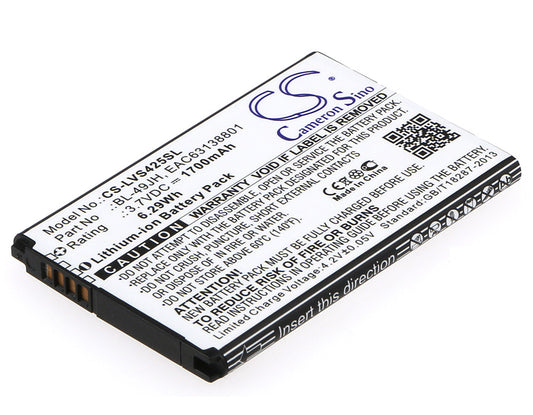 3.7V 1700mAh/6.29Wh Li-ion Mobile/SmartPhone Battery for LG