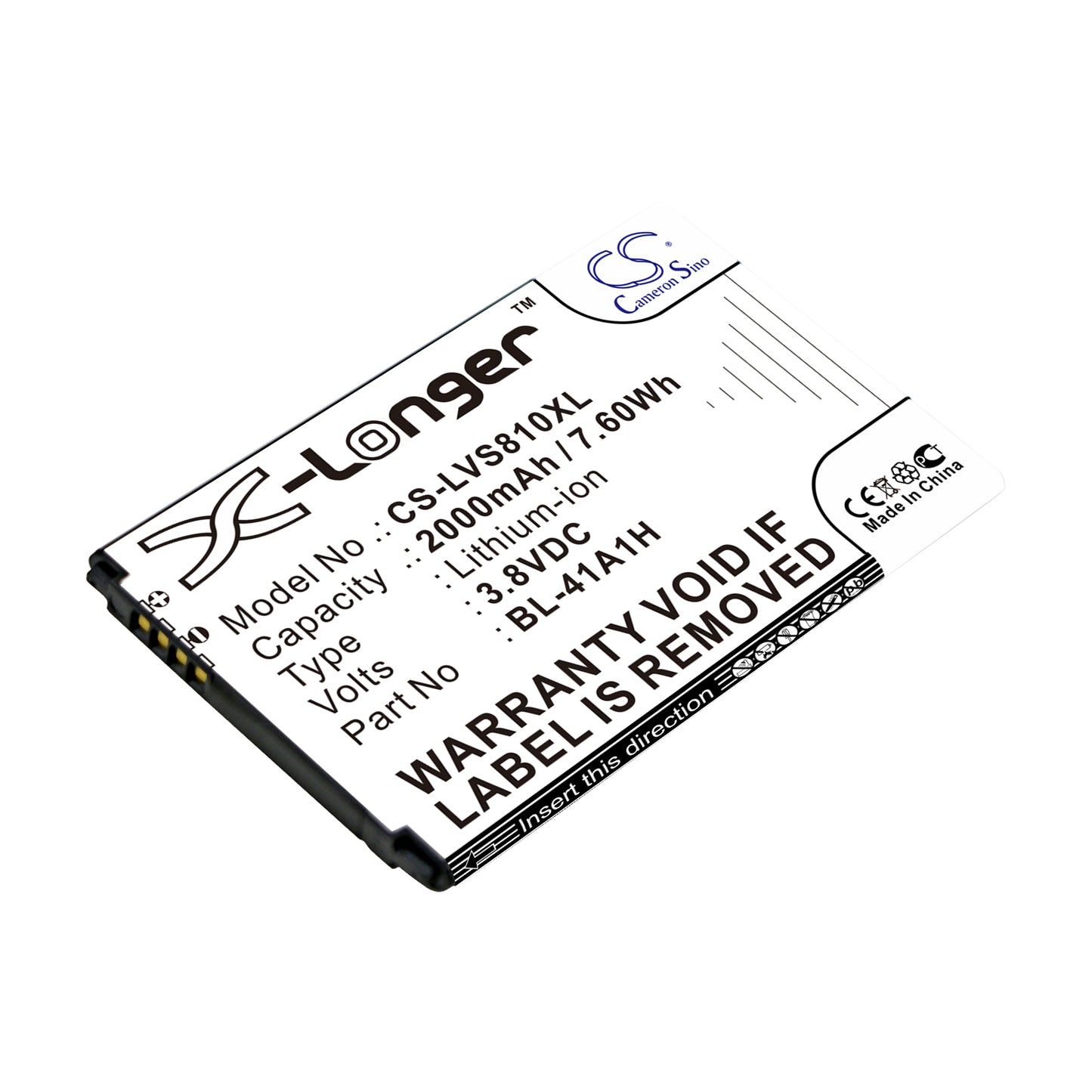 3.8V 2000mAh/7.60Wh Li-ion Mobile/SmartPhone Battery for LG