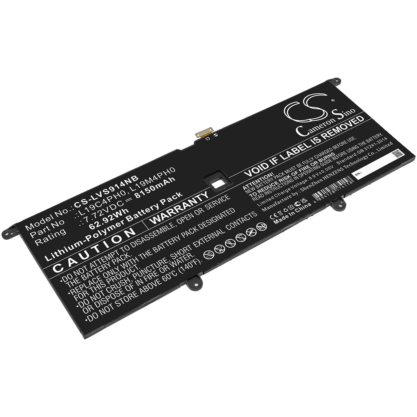 CS-LVS914NB Replacement Battery – Compatible with Yoga Slim 9 14ITL5 82D10000UK, Yoga Slim 9 14ITL5 82D10001UK, Yoga Slim 9 14ITL5 82D10004PH, Yoga Slim 9 14ITL5 82D10005PH, Yoga Slim 9 14ITL5 82D10006JP, Yoga Slim 9 14ITL5 82D10008AX, Yoga Slim 9 14ITL5 82D10009JP, Yoga Slim 9 14ITL5 82D1000ASB, Yoga Slim 9 14ITL5 82D1000BPH, Yoga Slim 9 14ITL5 82D1000CPH, Yoga Slim 9 14ITL5 82D1000DMJ, Yoga Slim 9 14ITL5 82D1000EMX, Yoga Slim 9 14ITL5 82D1000FUK, Yoga Slim 9 14ITL5 82D1000GUK, Yoga Slim 9