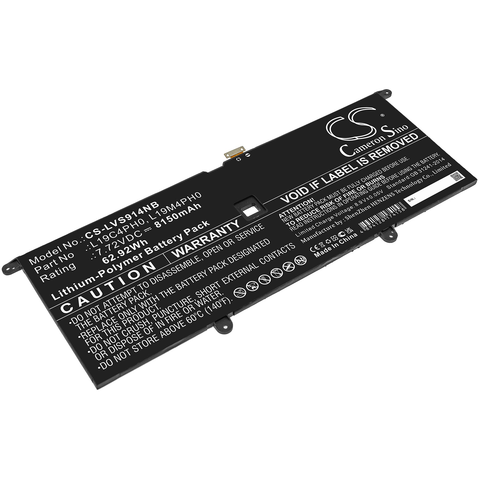 CS-LVS914NB Replacement Battery – Compatible with Yoga Slim 9 14ITL5 82D10000UK, Yoga Slim 9 14ITL5 82D10001UK, Yoga Slim 9 14ITL5 82D10004PH, Yoga Slim 9 14ITL5 82D10005PH, Yoga Slim 9 14ITL5 82D10006JP, Yoga Slim 9 14ITL5 82D10008AX, Yoga Slim 9 14ITL5 82D10009JP, Yoga Slim 9 14ITL5 82D1000ASB, Yoga Slim 9 14ITL5 82D1000BPH, Yoga Slim 9 14ITL5 82D1000CPH, Yoga Slim 9 14ITL5 82D1000DMJ, Yoga Slim 9 14ITL5 82D1000EMX, Yoga Slim 9 14ITL5 82D1000FUK, Yoga Slim 9 14ITL5 82D1000GUK, Yoga Slim 9